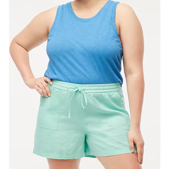J.Crew Factory Linen Blend Drawstring Shorts | Plus XXL, Mint Green NWT - Picture 3 of 6